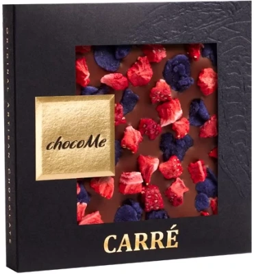 Молочный шоколад ChocoMe 50V107, Лепестки фиалки,клубника, 50г.